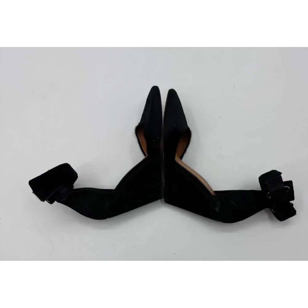 Isabel Marant Pony Hair Black Suede Ankle Strap Wedges Heels Size 8 or EU 38 Mad